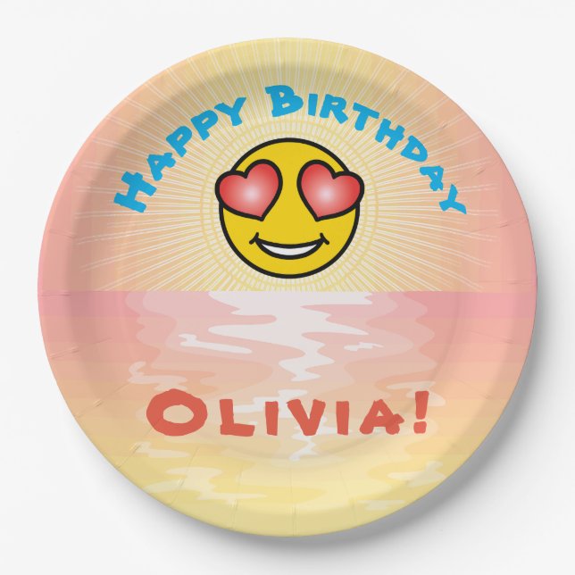 Custom Birthday Sunset Paper Plate (Front)