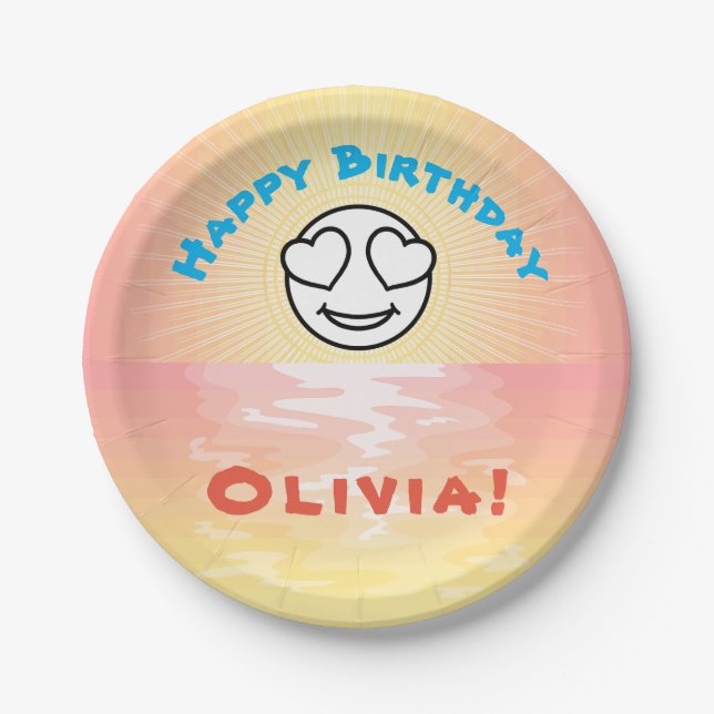 Custom Birthday Sunset Paper Plate (Front)