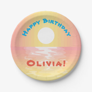 Custom Birthday Sunset Paper Plate