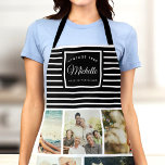 Custom Birthday Vintage Birth Year Photo Collage Apron<br><div class="desc">Celebrate in style with this custom birthday apron! Featuring a vintage birth year,  photo collage,  and chic black and white stripes,  it’s a fun and functional gift for any birthday queen or king!</div>