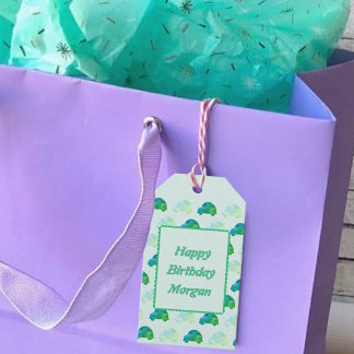 Custom Birthday Watercolor Car Pattern Name Gift Tags