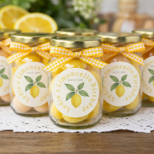 Custom Birthday Watercolor Lemon Classic  Round Sticker