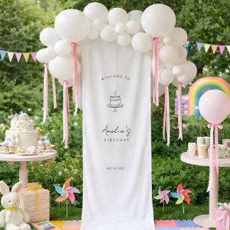 Custom Birthday Welcome Sign with Hand Drawn Cake