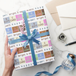 Custom Birthday Wish Squares Gift Wrapping Paper