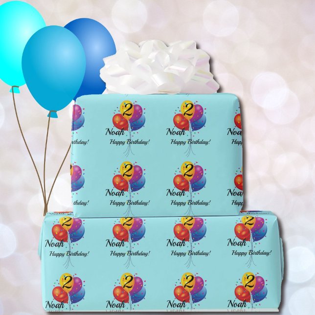 CUSTOM Birthday Wrapping Paper NAME YEAR Balloons (Creator Uploaded)