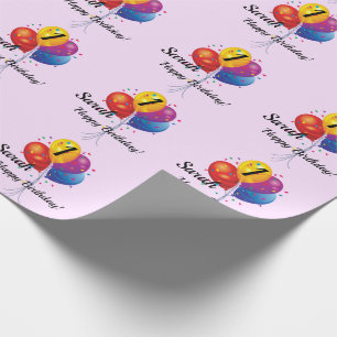 CUSTOM Birthday Wrapping Paper NAME YEAR Balloons