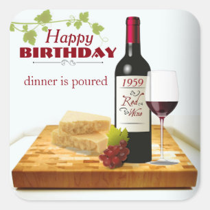Custom BIRTHDAY YEAR Wine Gift Tag Stickers
