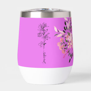 Custom birthflower purple floral Engrave name