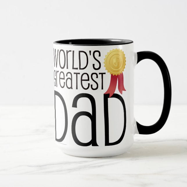 Custom Black 15 oz Ringer Worlds Best Dad ZAZZ_IT Mug (Right)