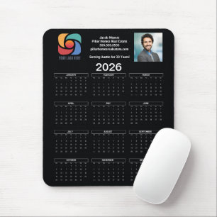 Custom Black 2026 Company Calendar Business Logo Mouse Mat
