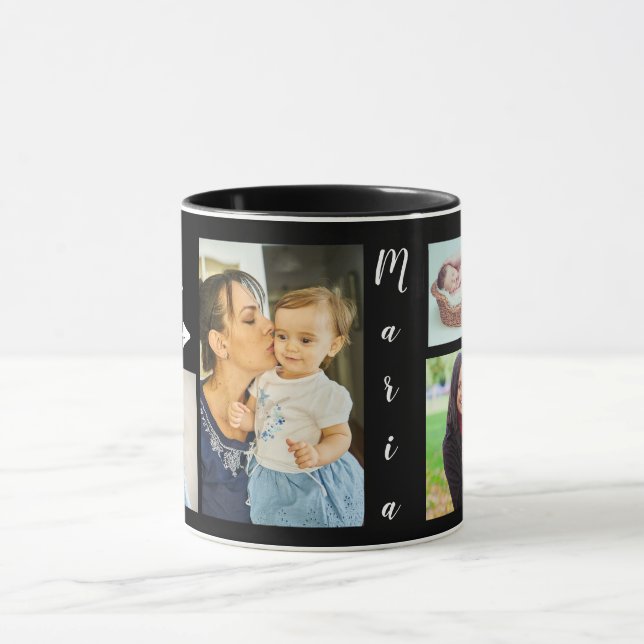 Custom, Black, 4 Photo Mugs. Mug (Center)