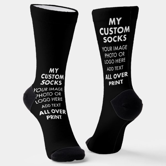 Custom BLACK All Over Print Men's Premium Socks (Angled)
