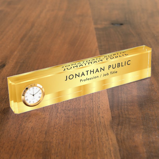 Custom Black And Gold Elegant Modern Template Nameplate (Side)