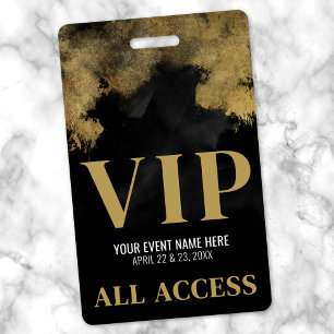 Custom Black And Gold Event VIP ID Badge