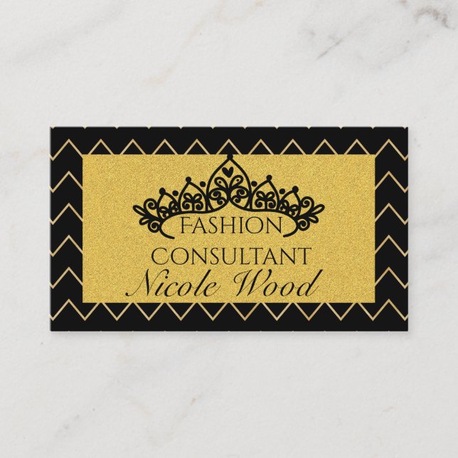 Custom Black and Gold Glitter Business Card (Front)