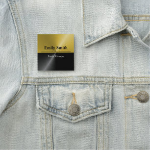 Custom Black And Gold Magnetic Name Badge