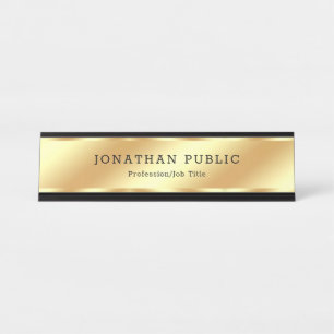Custom Black And Gold Modern Elegant Luxury Desk Name Plate
