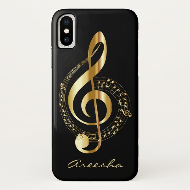 Custom Black and Gold Music Note Case-Mate iPhone Case (Back)