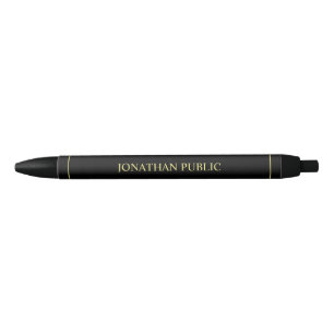 Custom Black And Gold Personalised Name Template Black Ink Pen