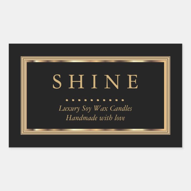 Custom Black and Gold Rectangular Sticker (Front)