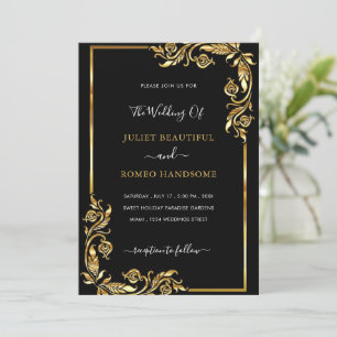 Custom Black and Gold Wedding Invitation Template