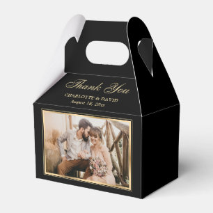 Custom Black and Gold Wedding Photo Thank You Favour Box