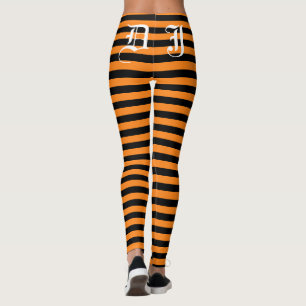 Custom black and orange Halloween party leggings