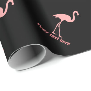 Custom black and pink flamingo bird wrapping paper