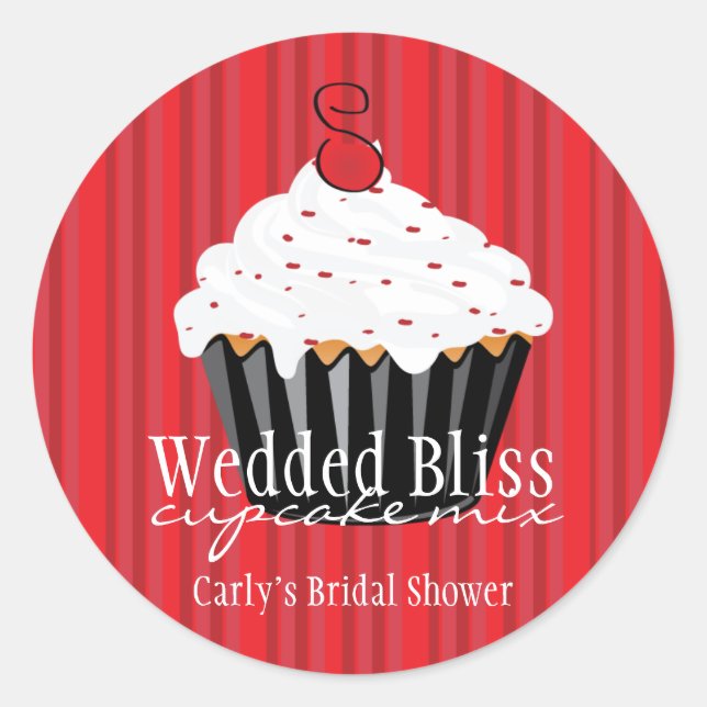 Custom Black and Red Bakery Stickers (Front)