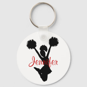 Custom Black and Red Cheerleader Key Chain