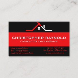 Custom Black and Red Home Building Construction Business Card