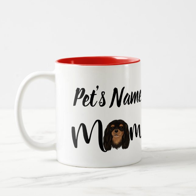 Custom Black and Tan Cavalier King Charles  Two-Tone Coffee Mug (Left)