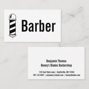 Custom Black and White Barber Business Card
