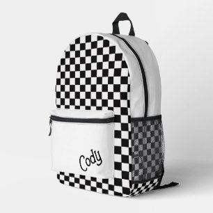 Custom Black and White Checkered  Printed Backpack