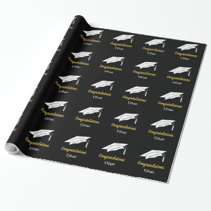 Custom Black and White Congratulations Graduate Wrapping Paper