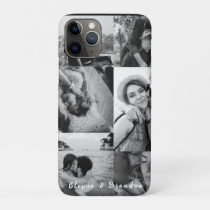 Custom Black and White Couple Photo Collage Names iPhone 11 Pro Case