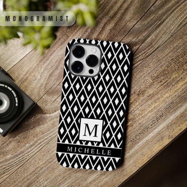 Custom Black And White Diamond Argyle Geometric  Case-Mate iPhone Case (Custom Black And White Diamond Argyle Geometric Case-Mate iPhone Case)