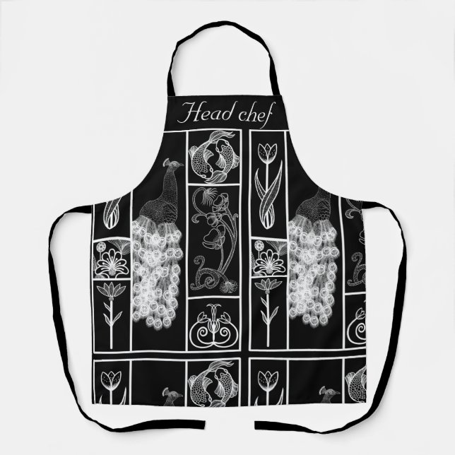 Custom black and white elegant apron (Front)