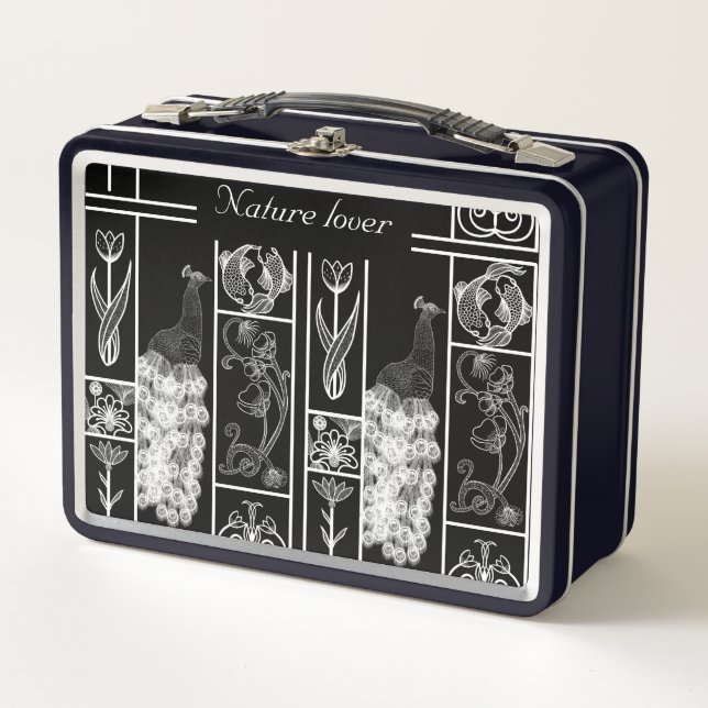 Custom black and white elegant lunch box (Front)