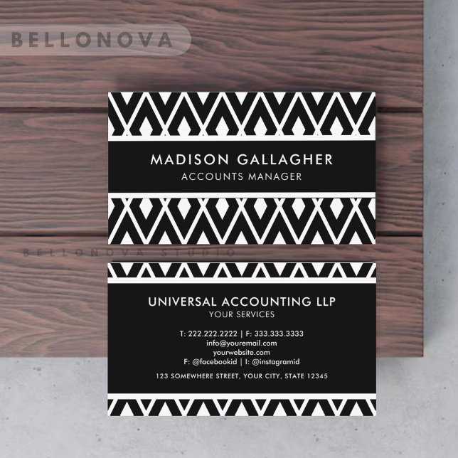 Custom Black And White Geometric Professional Business Card (Custom Black And White Geometric Professional Business Card)