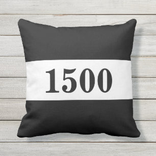 Custom Black and White House Number Outdoor Cushion