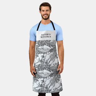 Custom Black And White Humpback Whale Apron