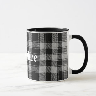 Custom Black and White Macphee Tartan Plaid Mug
