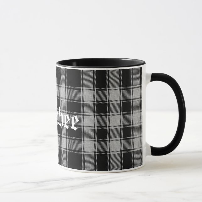 Custom Black and White Macphee Tartan Plaid Mug (Right)