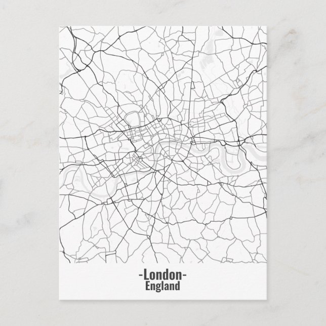 Custom Black and White Minimalist London City Postcard (Front)