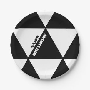 custom black and white mod ska triangle paper plate