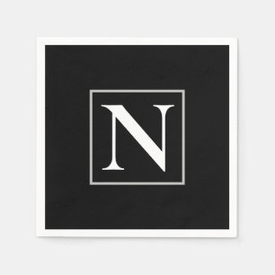Custom Black and White Monogram Business Party Napkin