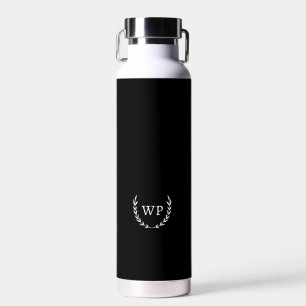 Custom Black and White Monogram Water Bottle