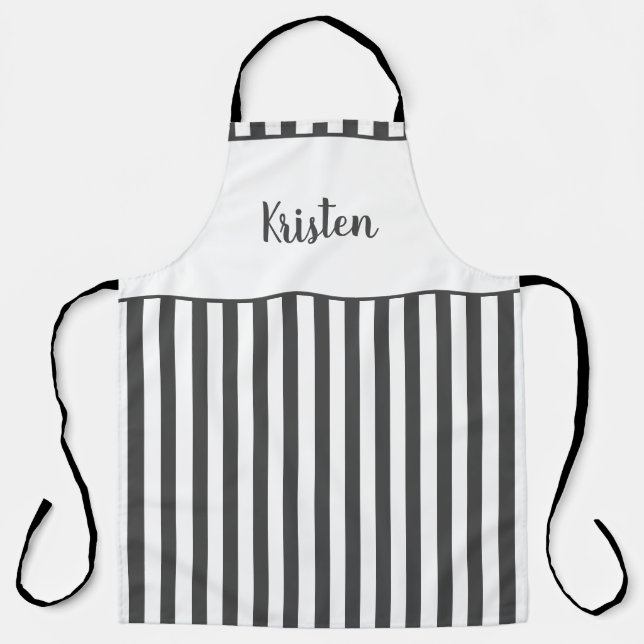Custom Black and White Pattern Personalised Text Apron (Front)