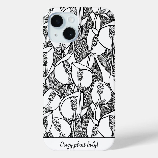 Custom Black And White Peace Lily  Case-Mate iPhone Case (Back)